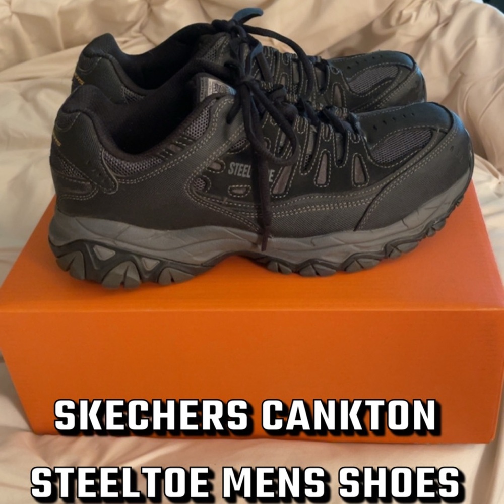 Skechers Cankton Steel Toe Men's Shoes - Black and Gray